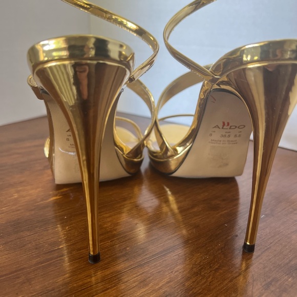 ALDO Katswirl Gold Metallic Spiral Strappy Stiletto Heels Sandals Women’s 8 38.5 - Picture 9 of 12